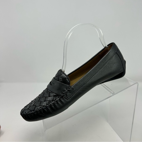 Robert Zur Dark Gray Silver Leather Quality Woven Driving Loafers Size 8.5 - Picture 3 of 14